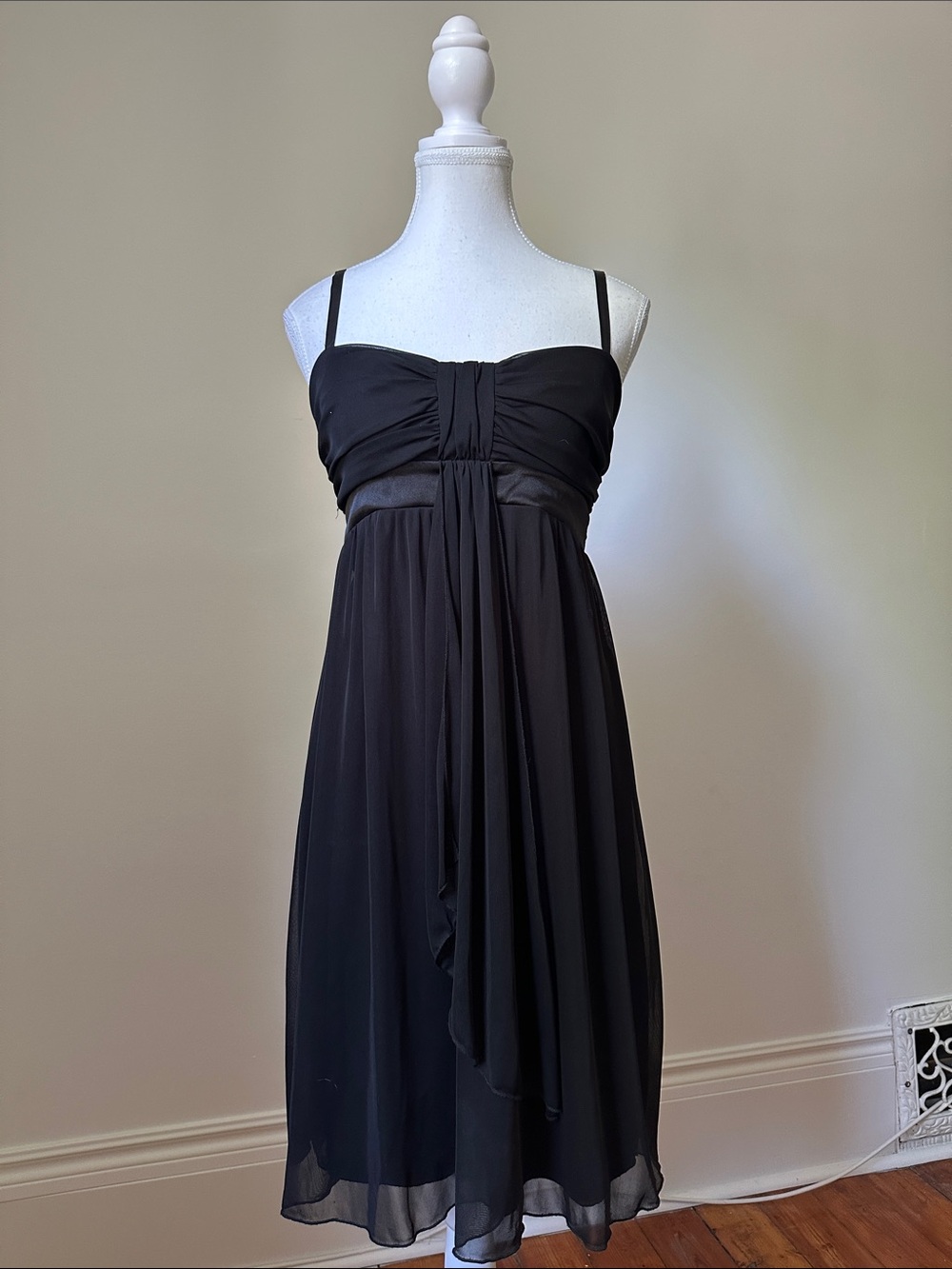 LE CHATEAU Vintage Black Babydoll Tie Back Whimsigoth Fairy Prom‎ Dress Small